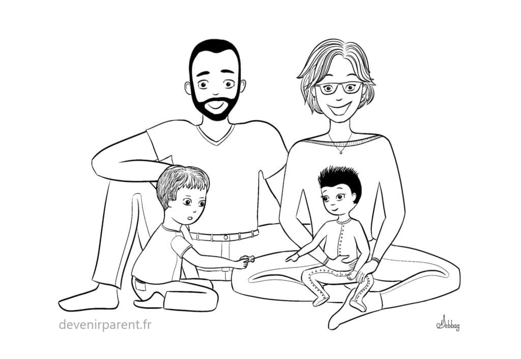Mélanie Vieira et sa famille Illustration : Nadège Sebbag